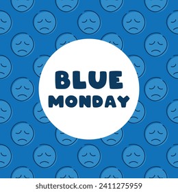 Lunes Azul. Patrón sin foco. Cartel, pancarta, tarjeta, fondo. Eps 10.