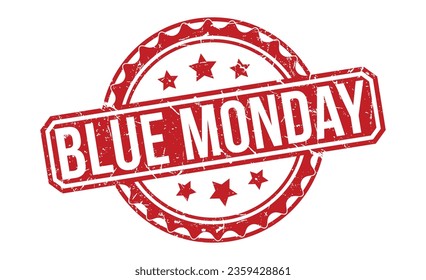 Blue Monday stamp red rubber stamp on white background. Blue Monday stamp sign. Blue Monday stamp.