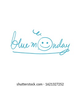 blue monday typography illustration hand drawing style vector