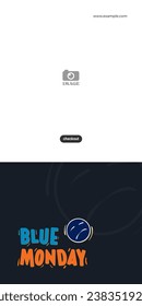 Blue monday vector design with hand drawn sad expression. Copy space area for advertising message