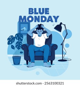 Blue Monday Vector Illustration: Minimalist Design in Monochromatic Blue