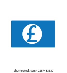 Blue money pound icon. Vector Illustration