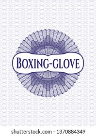 Blue money style emblem or rosette with text Boxing-glove inside