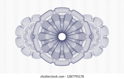 Blue money style emblem or rosette. Vector Illustration. Detailed.