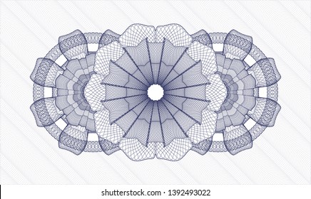 Blue money style emblem or rosette. Vector Illustration. Detailed.