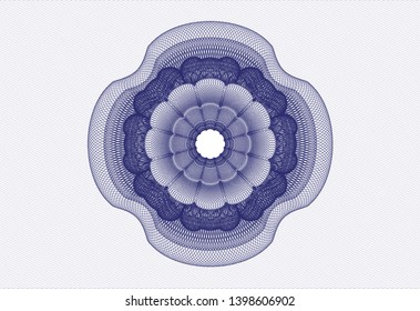 Blue money style emblem or rosette. Vector Illustration. Detailed.