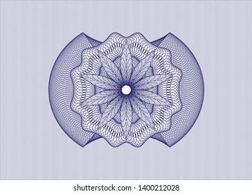 Blue money style emblem or rosette. Vector Illustration. Detailed.