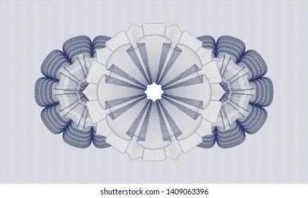 Blue money style emblem or rosette. Vector Illustration. Detailed.