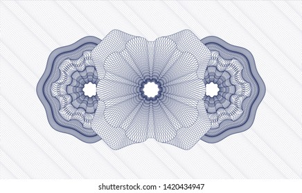 Blue money style emblem or rosette. Vector Illustration. Detailed.