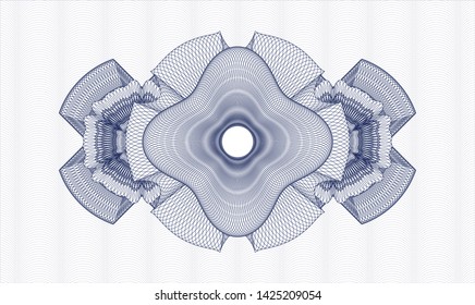 Blue money style emblem or rosette. Vector Illustration. Detailed.