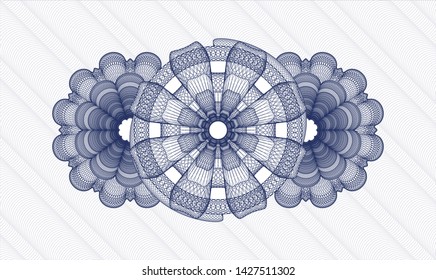 Blue money style emblem or rosette. Vector Illustration. Detailed.