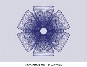 Blue money style emblem or rosette. Vector Illustration. Detailed.