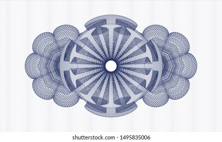 Blue money style emblem or rosette. Vector Illustration. Detailed.