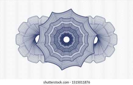 Blue money style emblem or rosette. Vector Illustration. Detailed.