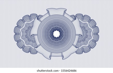 Blue money style emblem or rosette. Vector Illustration. Detailed.