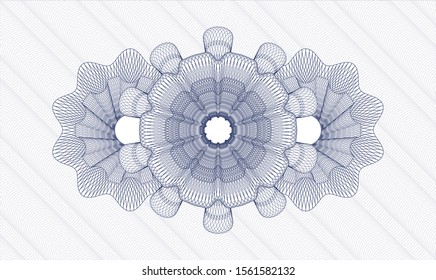 Blue money style emblem or rosette. Vector Illustration. Detailed.