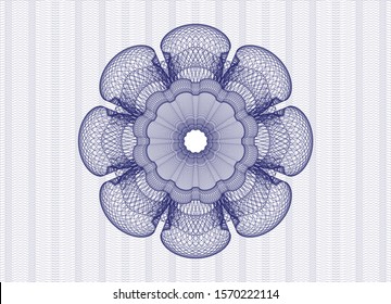 Blue money style emblem or rosette. Vector Illustration. Detailed.