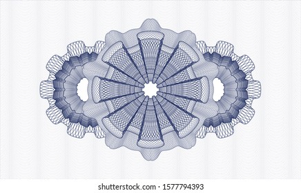 Blue money style emblem or rosette. Vector Illustration. Detailed.