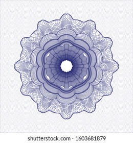 Blue money style emblem or rosette. Vector Illustration. Detailed.