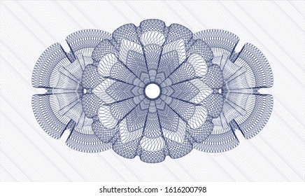 Blue money style emblem or rosette. Vector Illustration. Detailed.