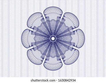 Blue money style emblem or rosette. Vector Illustration. Detailed.