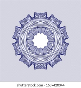 Blue money style emblem or rosette. Vector Illustration. Detailed.