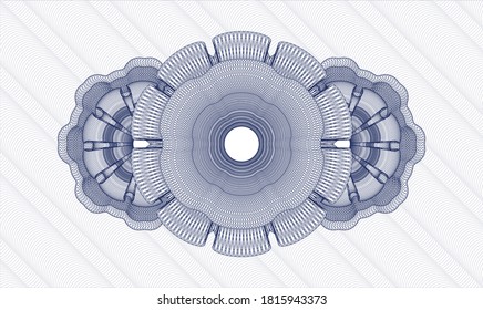 Blue money style emblem or rosette. Vector Illustration. Detailed 