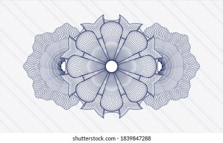 Blue money style emblem or rosette. Vector Illustration. Detailed 