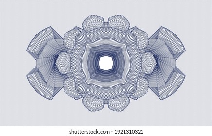 Blue money style emblem or rosette. Vector Illustration. Detailed 
