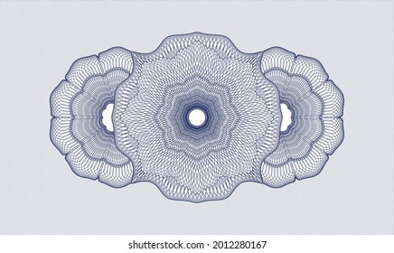 Emblema o rosette de tipo dinero azul. Ilustración vectorial. Detallado 