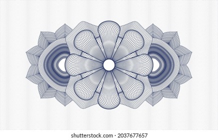 Blue money style emblem or rosette. Vector Illustration. Detailed 
