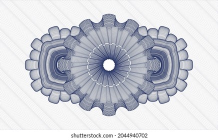 Blue money style emblem or rosette. Vector Illustration. Detailed 