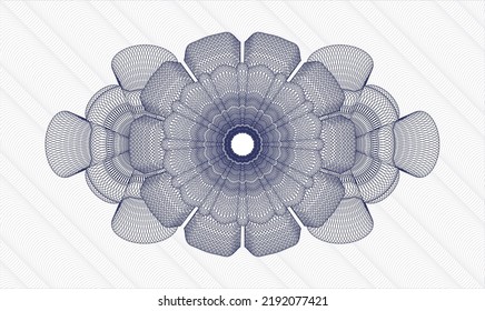 Blue money style emblem or rosette. Vector Illustration. Detailed 