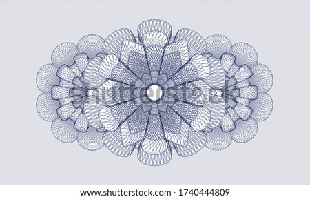 Blue money style emblem or rosette. Vector Illustration. Detailed 