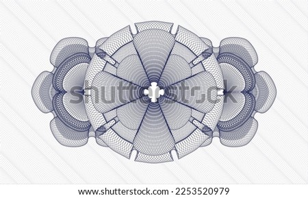 Blue money style emblem or rosette. Vector Illustration. Detailed 
