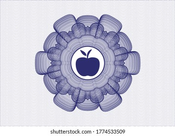 Rosette estilo dinero azul. con icono de manzana dentro