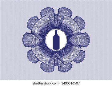 Blue money style rosette with bottle icon inside