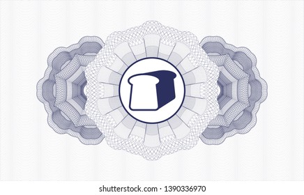 Blue money style rosette with bread icon inside