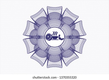 Blue money style rosette with breakfast  icon inside