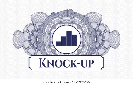 Blue money style rosette with chart icon and Knock-up text inside