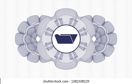 Blue money style rosette with folder icon inside