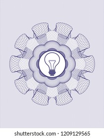 Blue money style rosette with idea icon inside