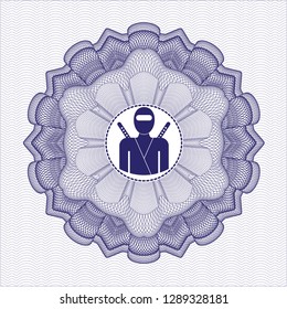 Blue money style rosette with ninja icon inside