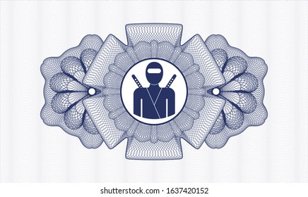 Blue money style rosette with ninja icon inside