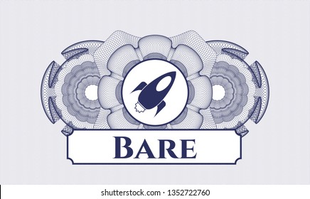 Blue money style rosette with rocket icon and Bare text inside