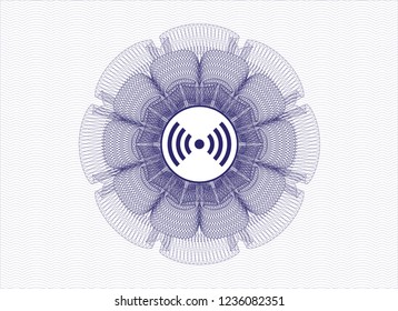 Blue money style rosette with signal icon inside