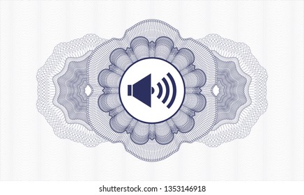 Blue money style rosette with sound icon inside