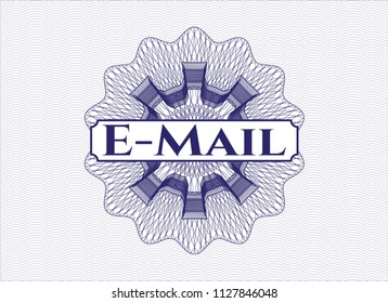 Blue money style rosette with text Email inside