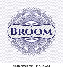 Blue money style rosette with text Broom inside
