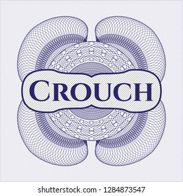 Blue money style rosette with text Crouch inside